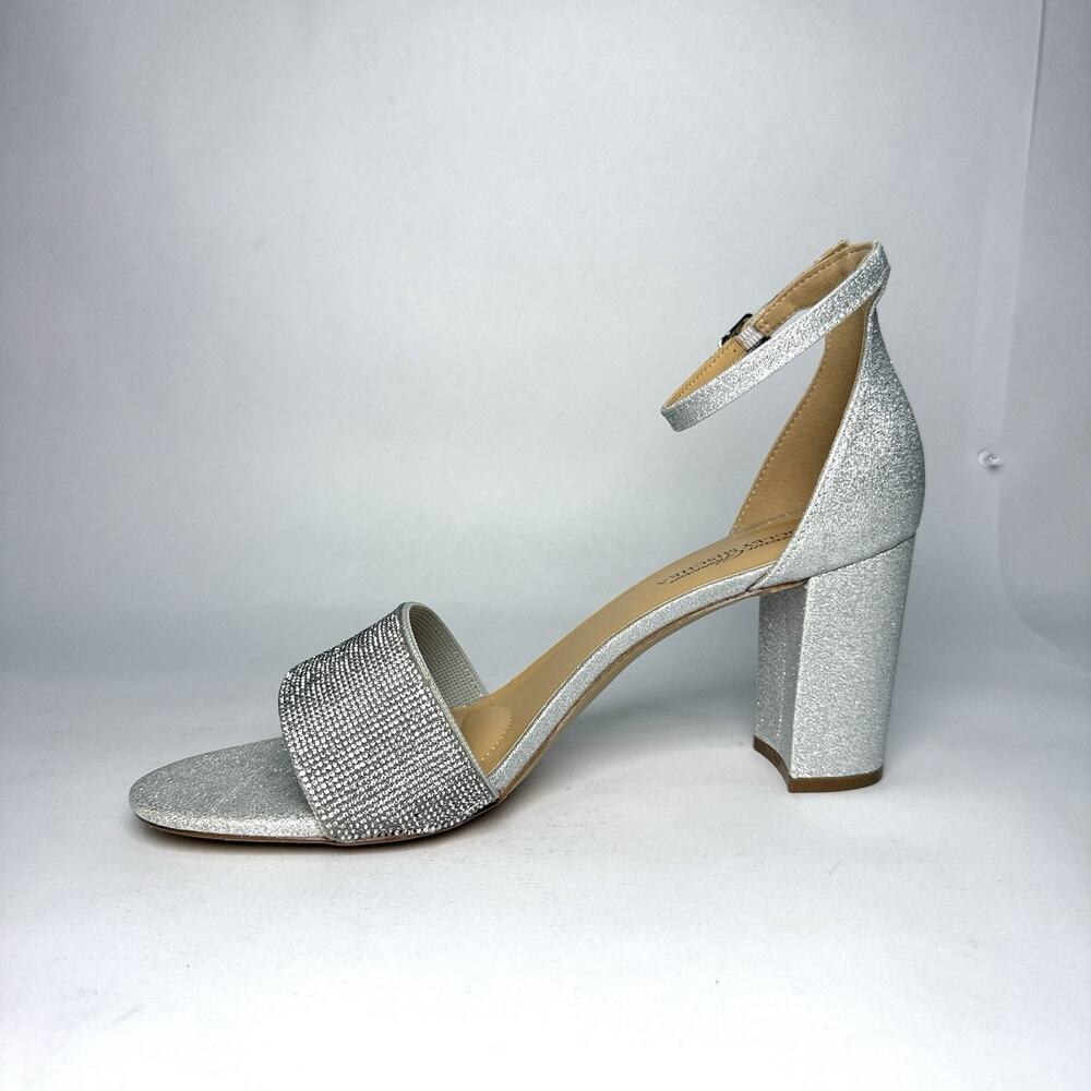 American Glamour Badgley Mischka Women’s 9.5 Silver Rhinestone Heels New
